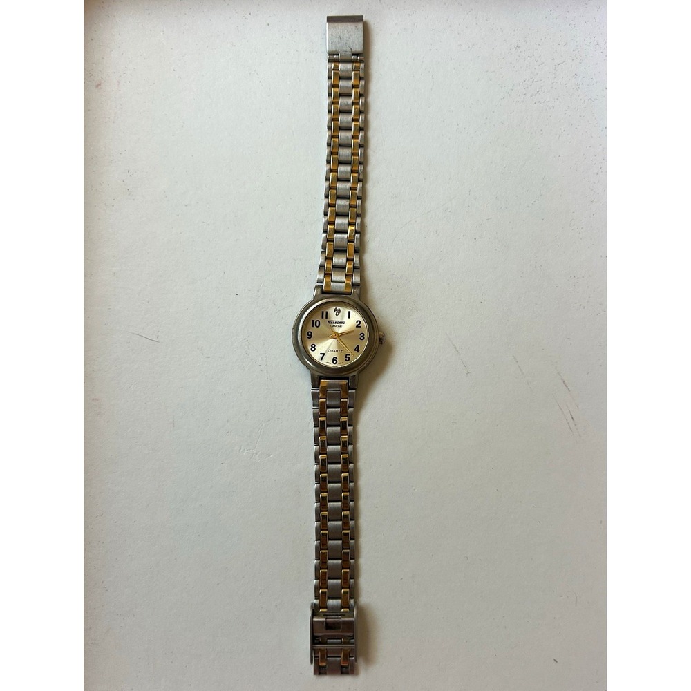 Nelsonic ND619 Women's Quartz Analog Two-Tone Bracelet Watch White Dial